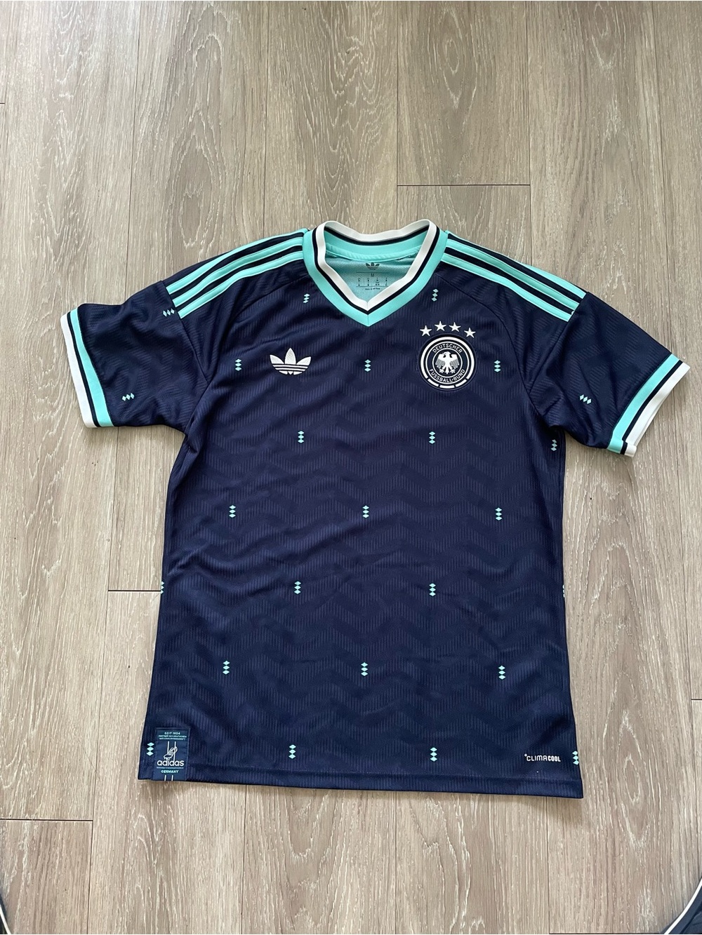 adidas Navy and Mint Germany Football Jersey